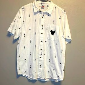 Mens Junk Food Button Down Polo Shirt Palm Tree/Mickey Mouse Edition Sz Medium